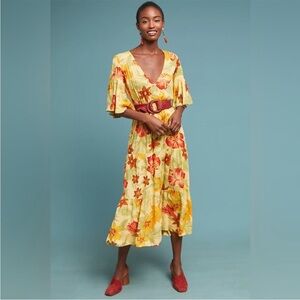 Faithfull The Brand Anthropologie Hawaiian Floral Maxi Dress US 10